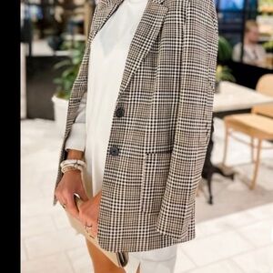 Treasure & Bond Women's Checkered Blazer - Black and White